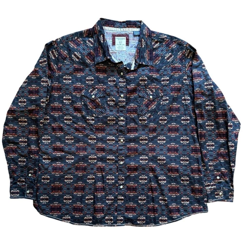Panhandle Rough Stock Men's XXL Pearl Snap Dark Western Shirt 25.5x29 R4S3182